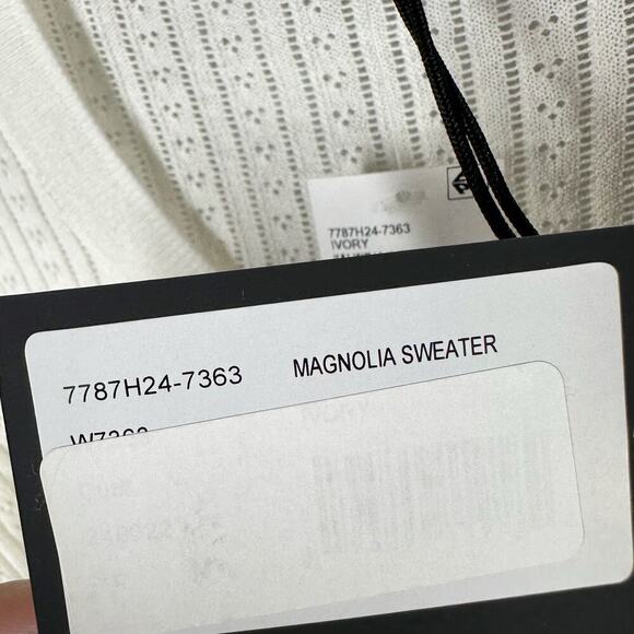 PAIGE Magnolia Ivory Sweater Size Medium Lightweight Sheer Silk Blend Stretch - Picture 4 of 11